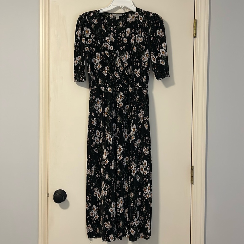Asos Plisse Midi Floral Dress